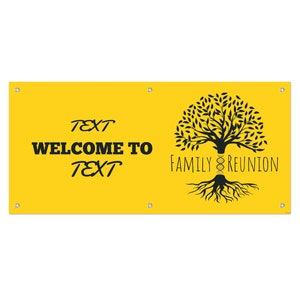 Personalized Family Reunion Banner, DNA Tree Yellow Banner, Custom Reunion Banner, Family Reunion Personalized, Vinyl Banner