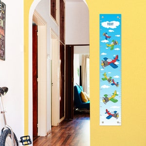 Personalized Growth Chart Cute Airplanes with Name Personalized Vinyl Growth Chart image 1