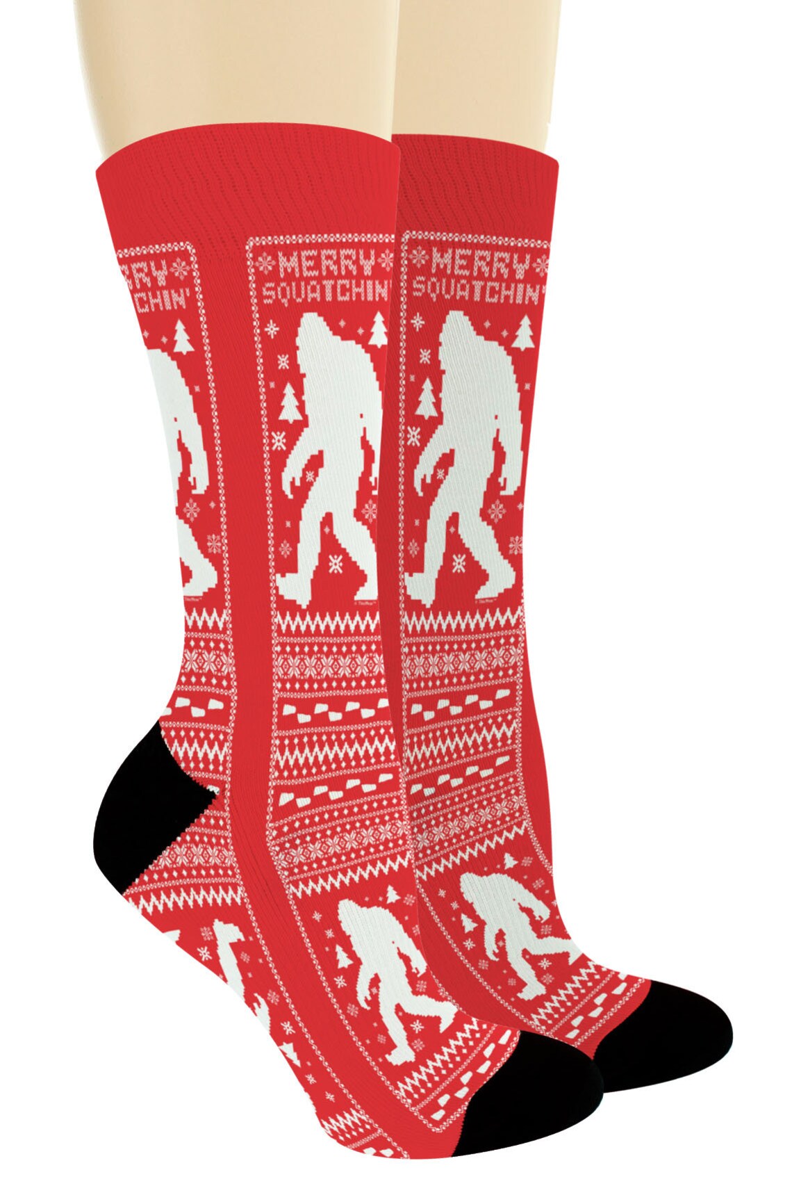 Funny Holiday Socks Merry Squatchin Sasquatch Christmas Socks Etsy