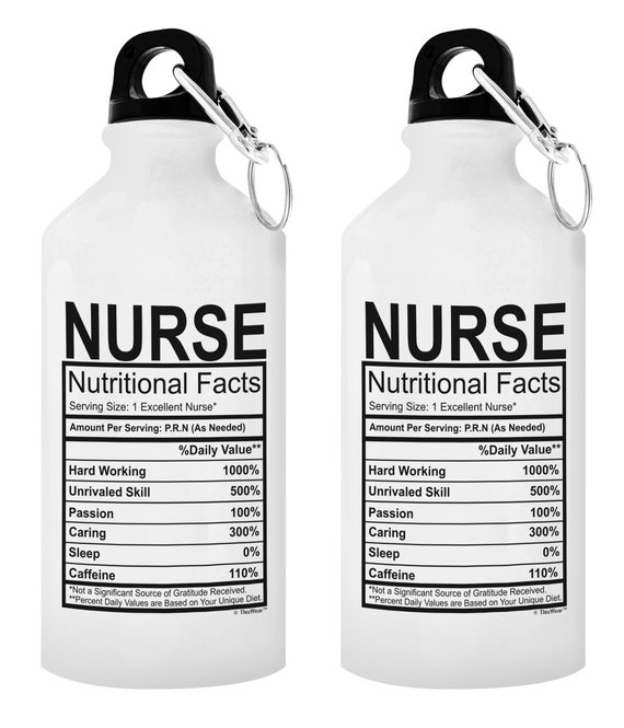 Nurse Water Bottle Nurse Nutritional Facts Aluminum Water Bottle Funny Nurse  Gifts AWB-0007 