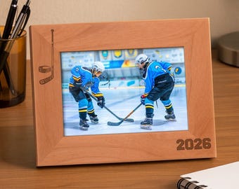 Sports Photo Frame: Hockey 2026 Hockey Team, 4x6/5x7/8x10 Laser Engraved Wood