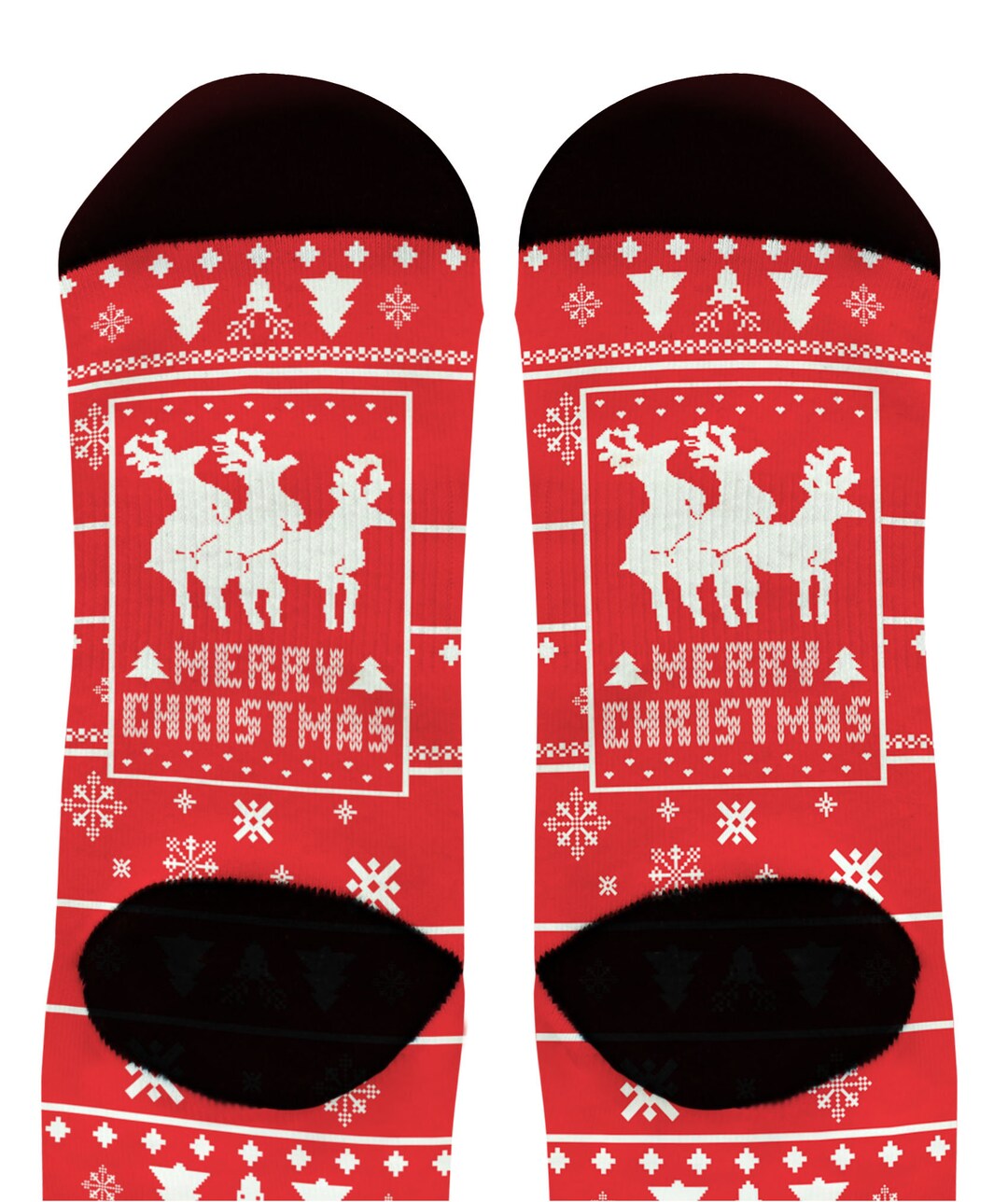 Merry Christmas Socks Funny Christmas Socks Reindeer Holiday Etsy
