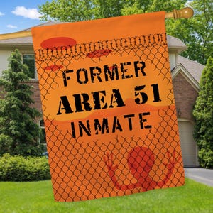 Halloween House Flag: Former Area 51 Inmate, Double Sided 28"x40"