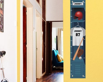 Personalized Growth Chart for Children Baseball Locker with Name Personalized Growth Chart