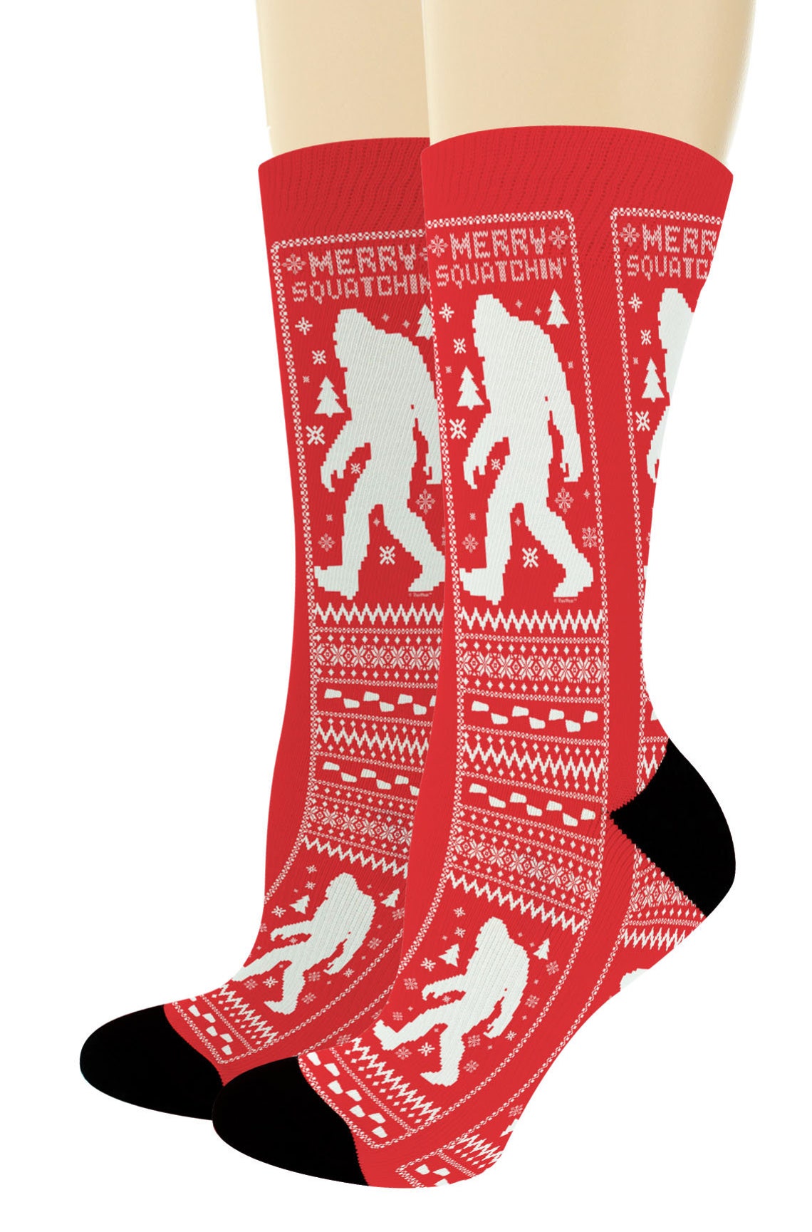Funny Holiday Socks Merry Squatchin Sasquatch Christmas Socks Etsy