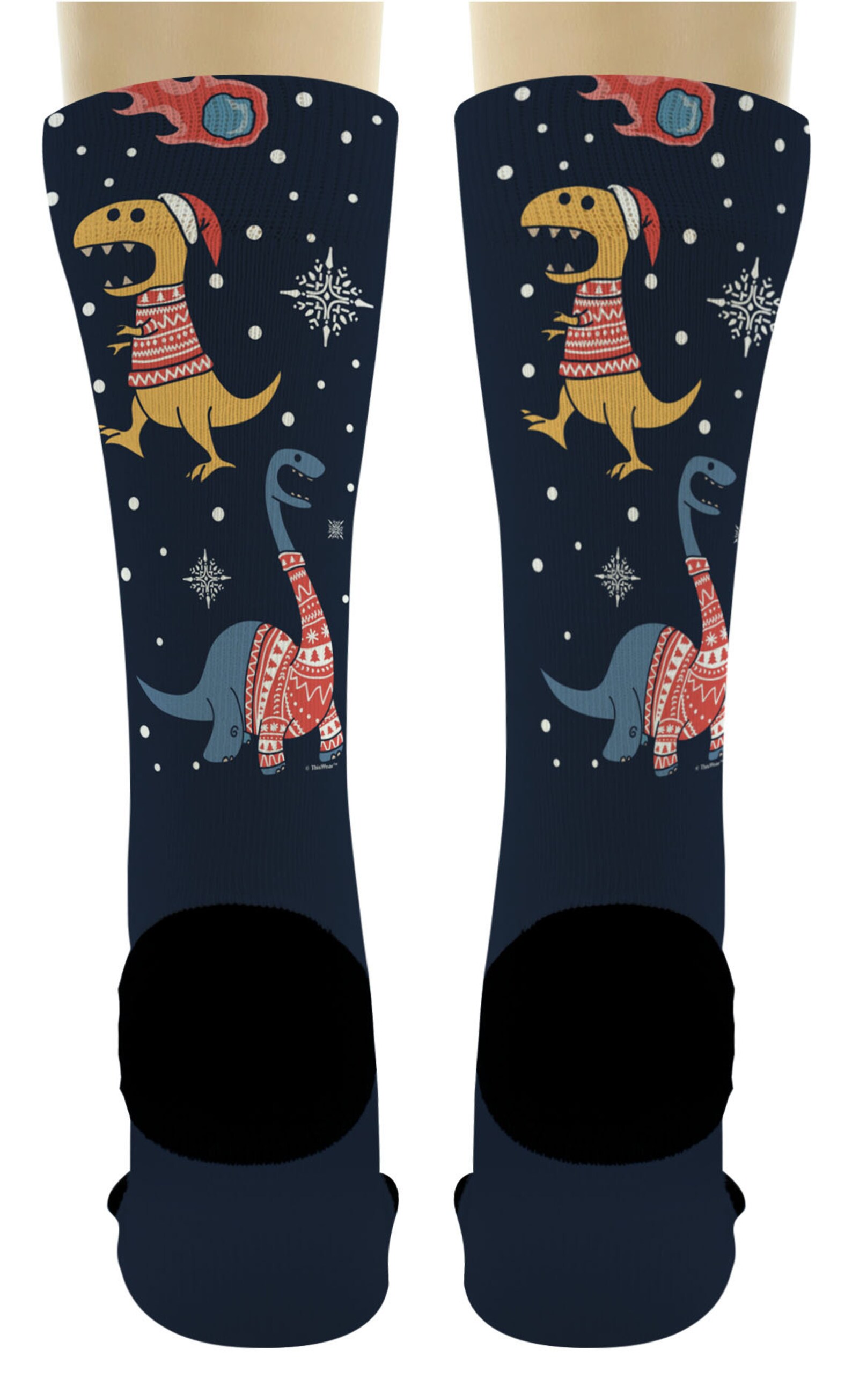 Funny Holiday Socks Dinosaur Christmas Sweater Socks Ugly Etsy