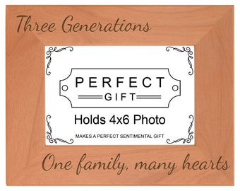 Three Generations One Family Many Hearts Engraved Wood Frame