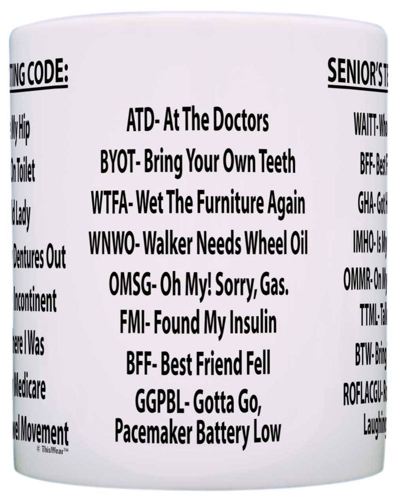 Funny Retirement Gift Senior�s Texting Code Mug Etsy