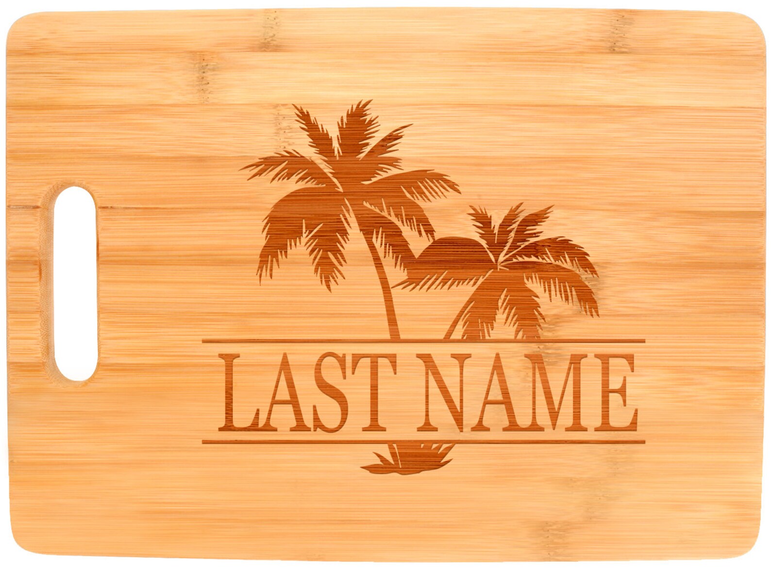 Personalized Last Name Palm Tree Engraved Bamboo Cutting Board Etsy