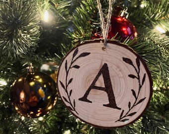 Personalized Monogrammed Wood Burned Cross Ornament or Magnet