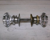 Vintage Glass Doorknobs - Stem and Mounting Plates - Architectural Salvage