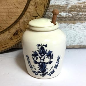 Vintage French Mustard Pot - Lid and Wooden Spoon