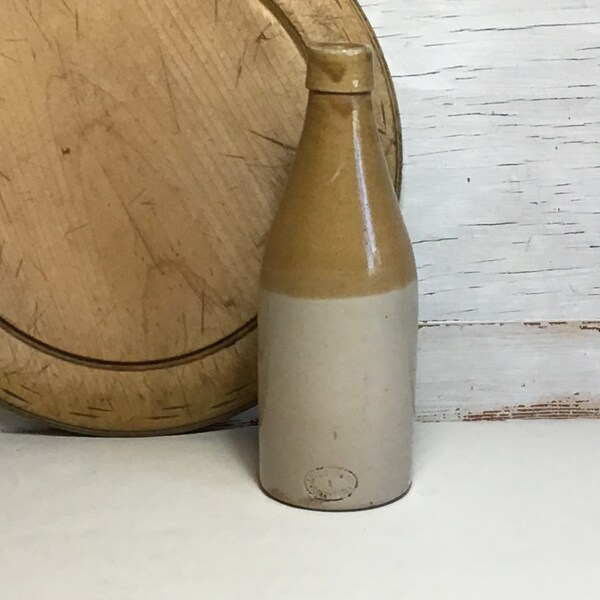 Antique 1800's J MacIntyre Stoneware Bottle - Liverpool - Two Tone Ginger Beer Bottle