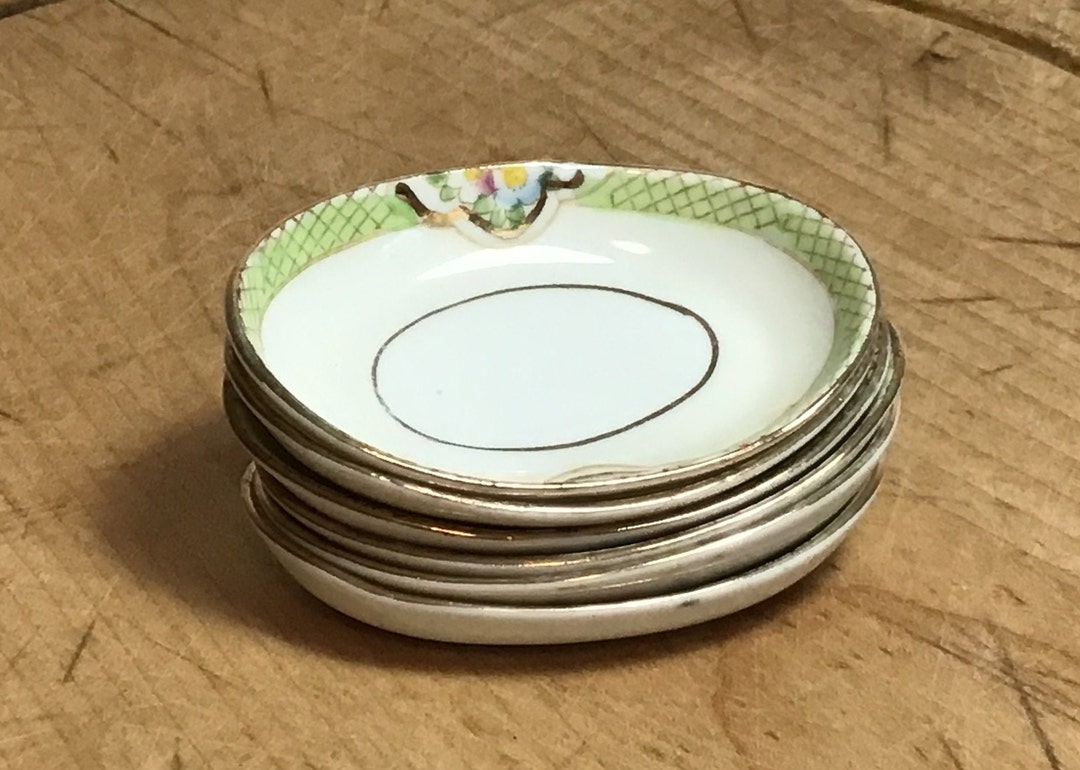 6 Antique Nippon Salt Cellars Hand Painted Porcelain Salts Etsy