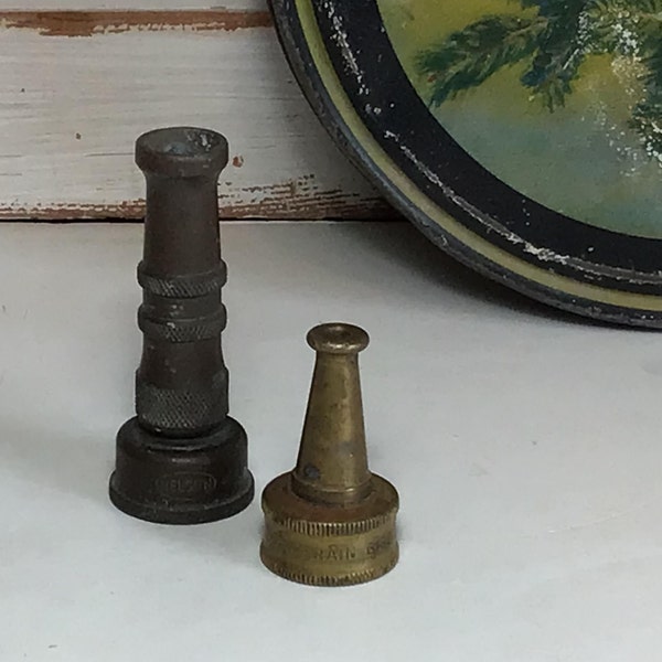 2 Vintage Brass Garden Hose Nozzles - Rain Bird - Nelson