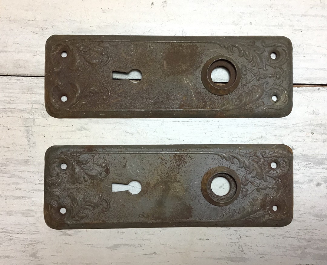2 Vintage Door Plates Brass Back Plates Architectural Etsy