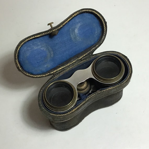 Vintage French Opera Glasses with Leather Case - … - image 3