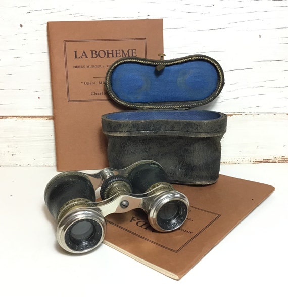 Vintage French Opera Glasses with Leather Case - … - image 2