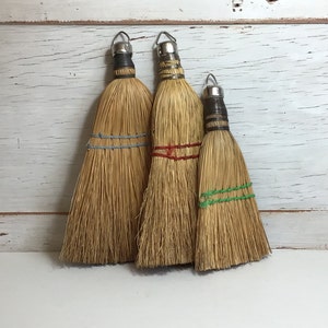 Three Vintage Whisk Brooms