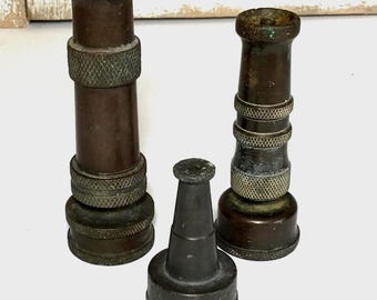 3 Vintage Brass Garden Hose Nozzles
