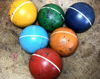 6 Vintage Wood Croquet Balls - Bowl Fillers
