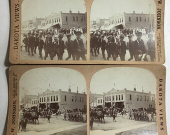 2 Antique Stereoscopic Photographs - Decoration Day - Dakota Views