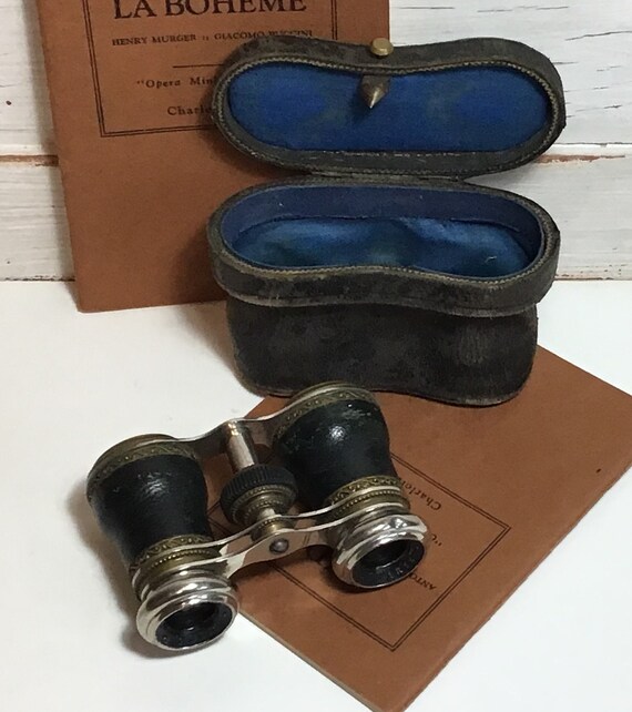 Vintage French Opera Glasses with Leather Case - … - image 5