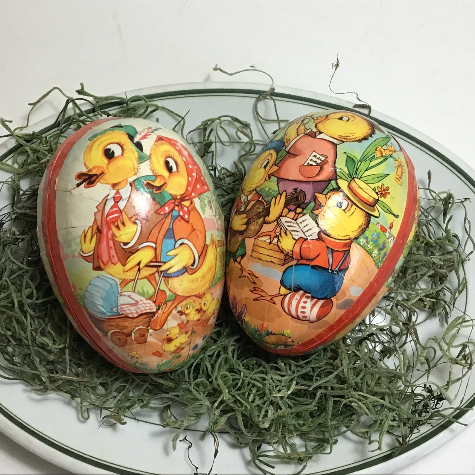 2 Vintage Western Germany Easter Eggs - Candy Containers