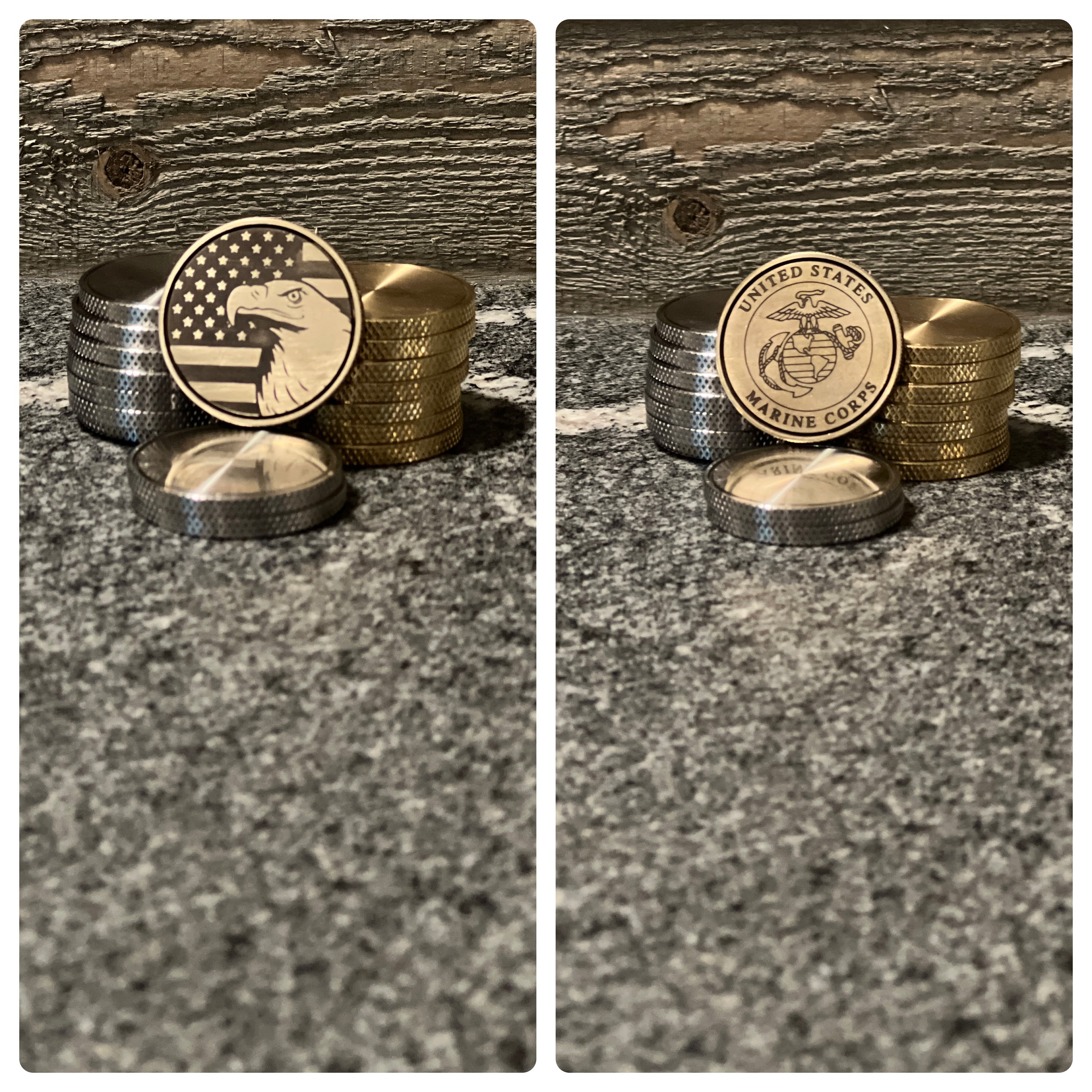 CUSTOM Double-Sided, Heavy 20 gram Laser Engraved Coins/Markers, Polished Brass or Stainless Steel, 1.25" Diameter, Beautiful!