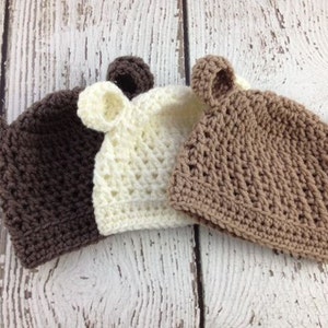 Baby Boy Hat, Baby Boy Beanie, Bear Crochet Hat, Baby Bear Hat, Newborn Bear Hat, Photo shoot Prop, Baby Girl Hat, Crochet Bear Hat