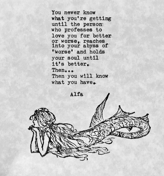 Typed poem on parchment Stamped with Mermaid.You never | Etsy