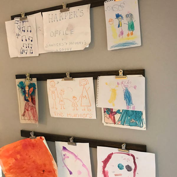 Children's Art Display (includes 3 boards) - Art Display - Kids Art Display - Child Art Display  - Silver Clips
