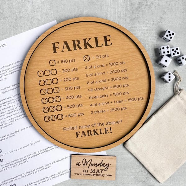 Farkle Board, Farkle Game, Family Game Night, Dice Game