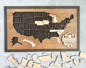 Personalized USA Travel Map: Family Adventure Tracker (11x18)