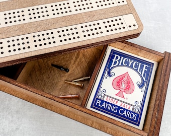 Mahogany Cribbage Board with Storage: 3-Track Game Set