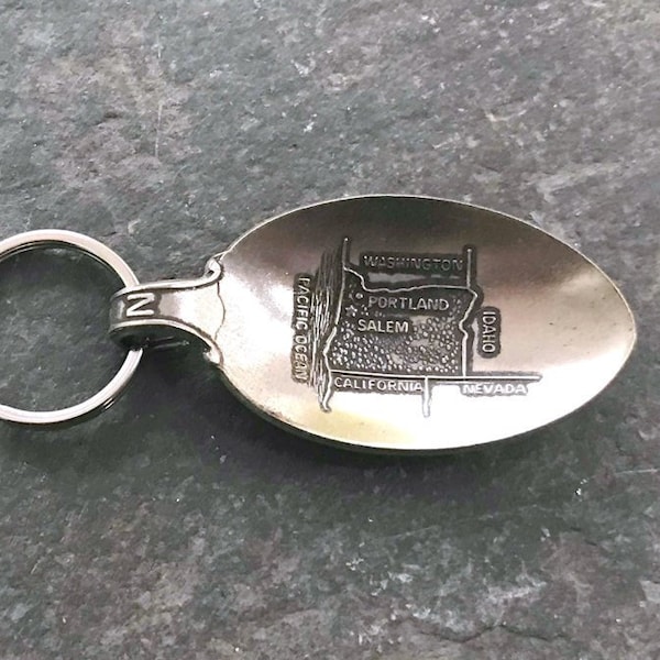 Oregon Keychain, Souvenir Spoon Keychain, Up Cycle; Recycle, Oregon, Heritage Collection
