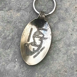 New Jersey Keychain, Souvenir Spoon Keychain, Up Cycle; Recycle, New Jersey, Heritage Collection