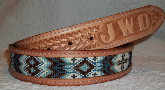 beaded leather belt