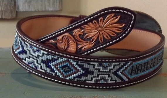 beaded leather belt