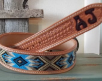 Leren riem met kralen