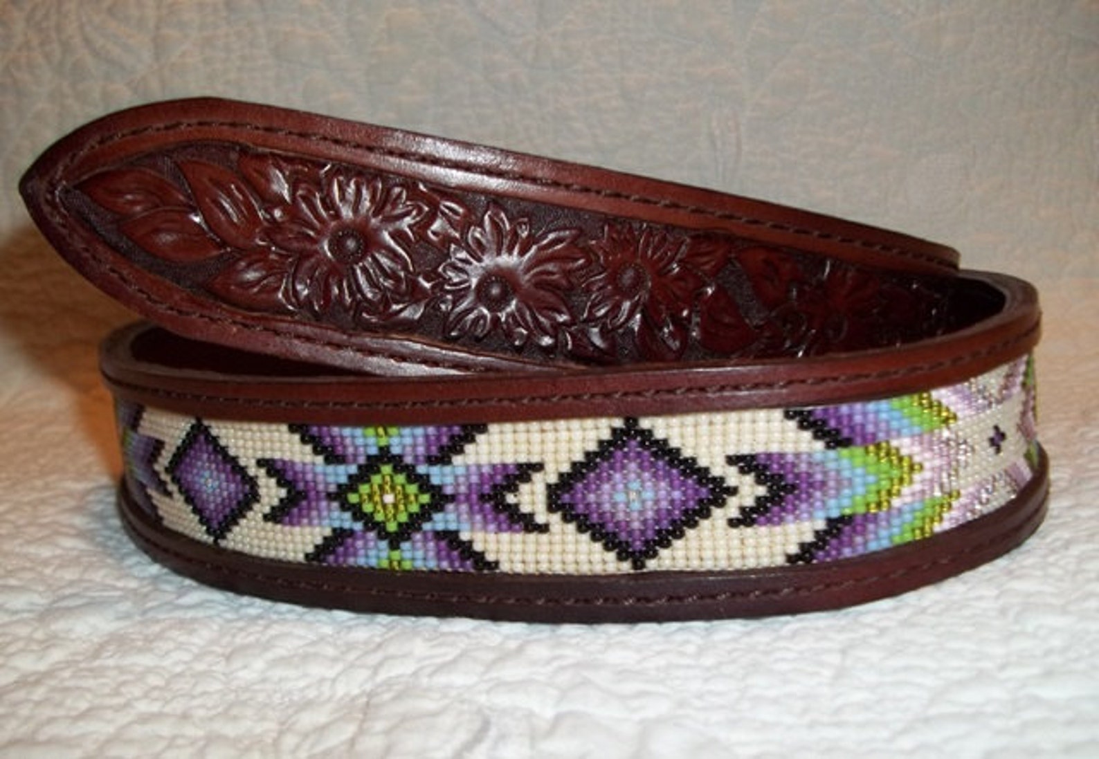 beaded leather belt