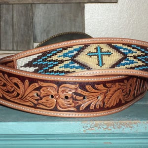 Hand Made Beaded Inset Leather Belt - Etsy
