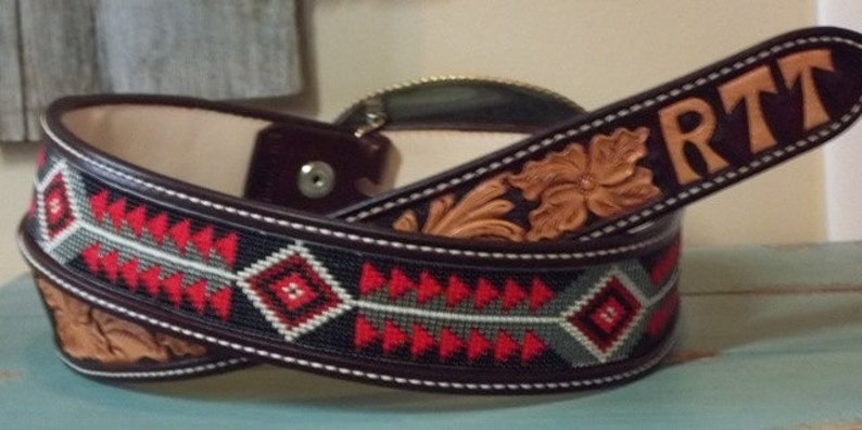 beaded leather belt