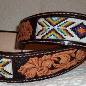 Custom Made Leather Belts With Beaded Insert - Etsy