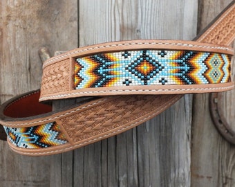 Beaded Leather Belt