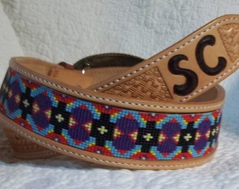 Beaded Leather Belt