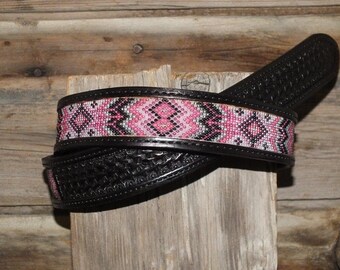 Beaded Leather Belt