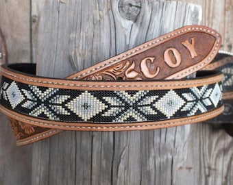 Mens or Ladies Beaded Leather Belt