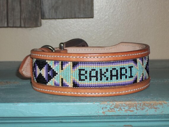 beaded leather dog collar