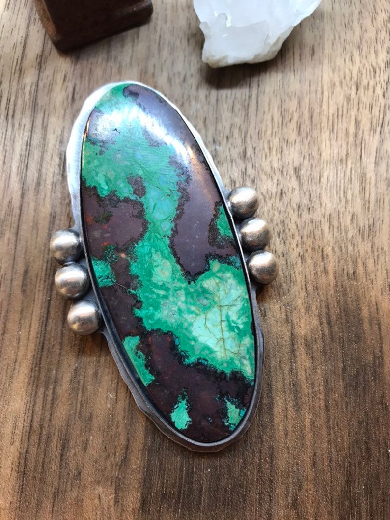 cuff or pendant Large 126ct Chrysocolla with Iron from Morenci Free shipping in the USA. Your Size Ring